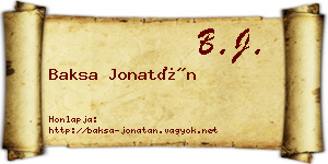 Baksa Jonatán névjegykártya
